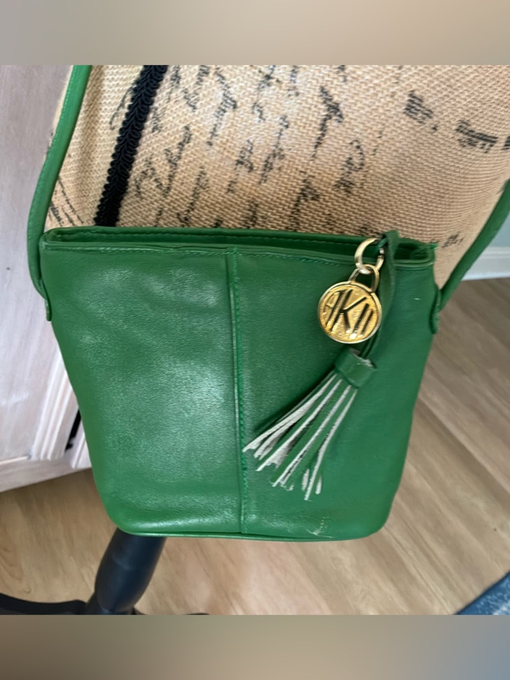 Anne Klein | green cowhide crossbody bag vintage